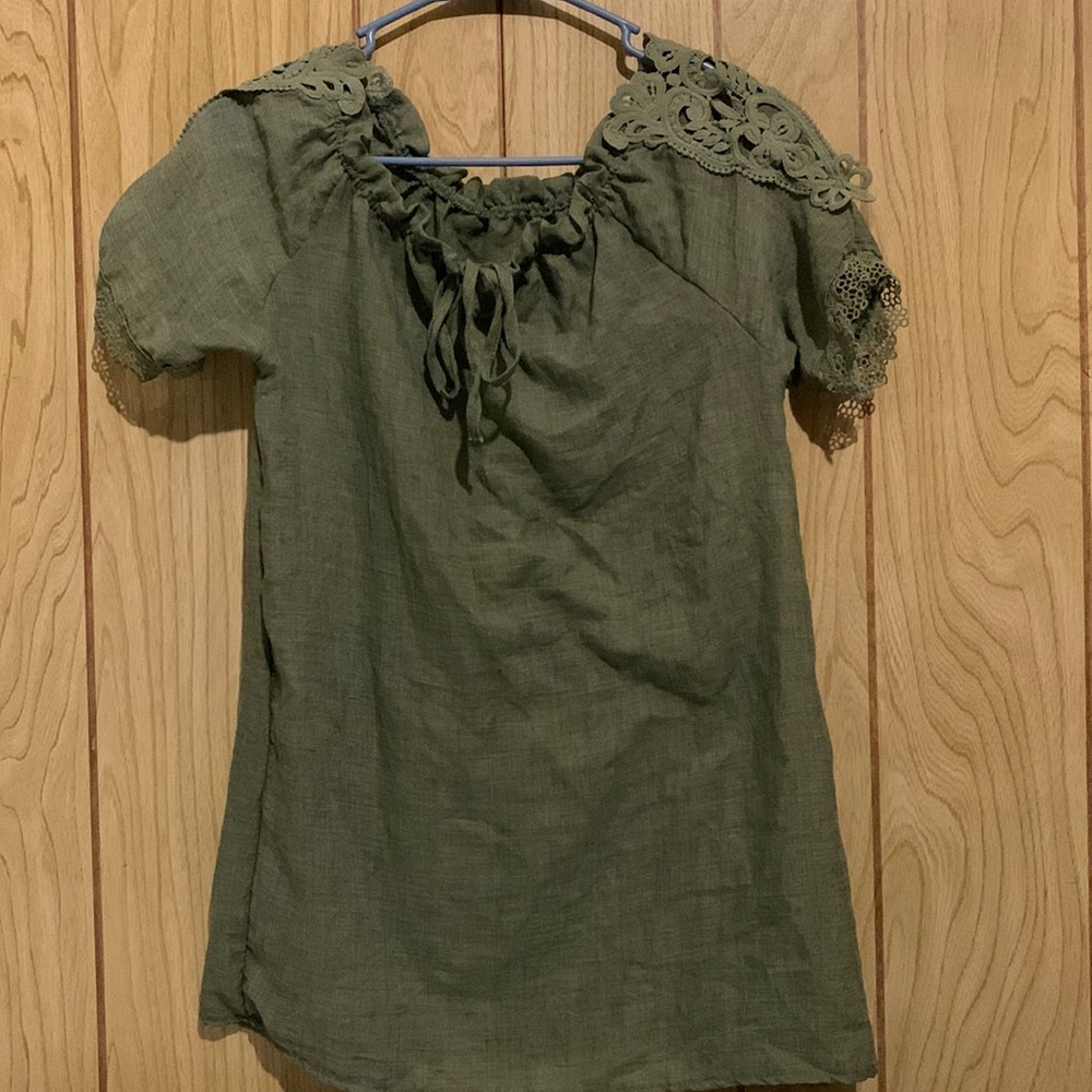 Green Off the Shoulder Blouse
